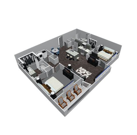 2 bedroom 2 bathroom floorplan